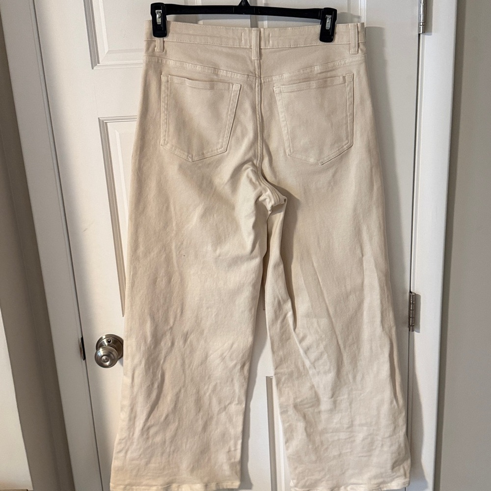 Amazon Essentials Wide Leg Cream Jeans Low Stretch Size 12 - Picture 8 of 9